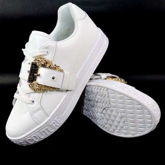 VERSACE JEANS COUTURE WOMEN'S WHITE LEATHER FASHION SNEAKERS - Picture 7 of 7